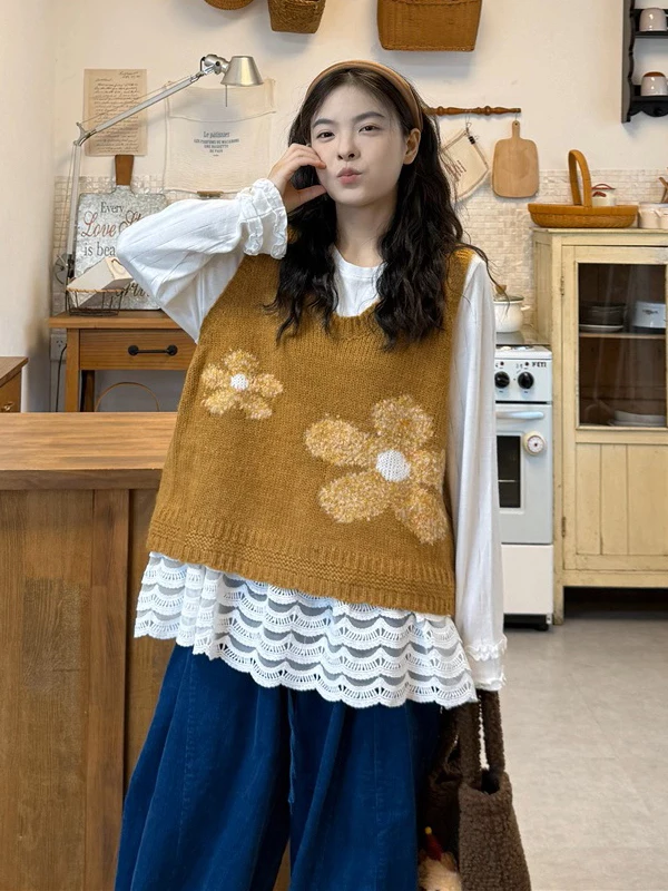 Антивозрастной жилет в стиле ретро Faion, вязаный топ с желтым цветком, теплый ор Све, женский вязаный свитер, японский сле
Антивозрастной жилет в стиле ретро Faion, вязаный топ с желтым цветком, теплый ор Све, женский вязаный свитер, японский сле