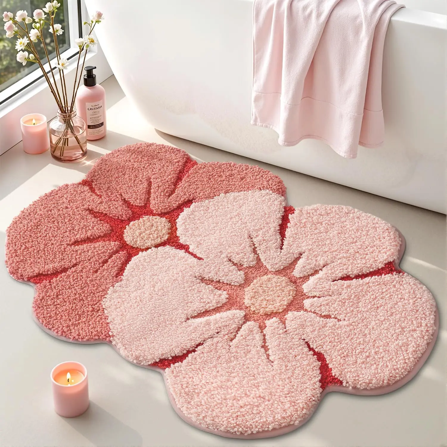 Flower Bath Rug, Funny Floral Bath Mat, Soft Plush Fluffy Red Rug, Absorbent, Non-Slip for Bathroom, Kitchen Sink, Bedr
Flower Bath Rug, Funny Floral Bath Mat, Soft Plush Fluffy Red Rug, Absorbent, Non-Slip for Bathroom, Kitchen Sink, Bedr