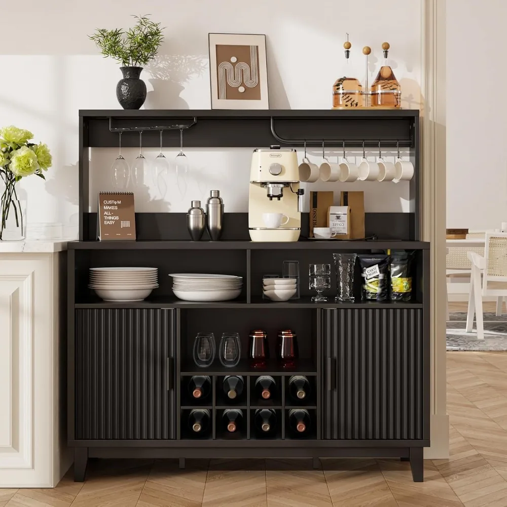 Fluted Coffee Bar Cabinet with Charging Station, 47.2" W Liquor Cabinet with Removable Wine Rack, Glass Holder
Fluted Coffee Bar Cabinet with Charging Station, 47.2" W Liquor Cabinet with Removable Wine Rack, Glass Holder