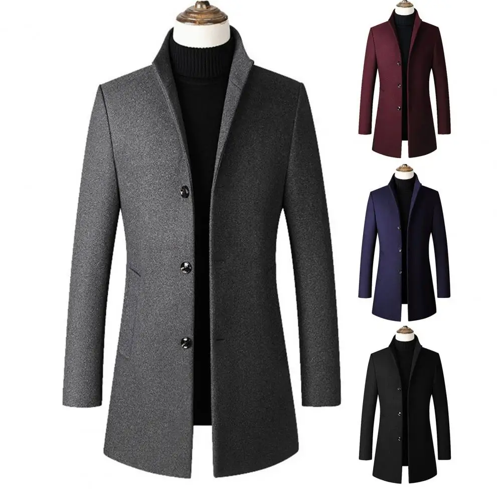 Men Classic Trench Coat Stand Collar Single-breasted Long Sleeve Cardigan Wool Thick Warm Pockets Men Jacket Winter Outerwear
Men Classic Trench Coat Stand Collar Single-breasted Long Sleeve Cardigan Wool Thick Warm Pockets Men Jacket Winter Outerwear