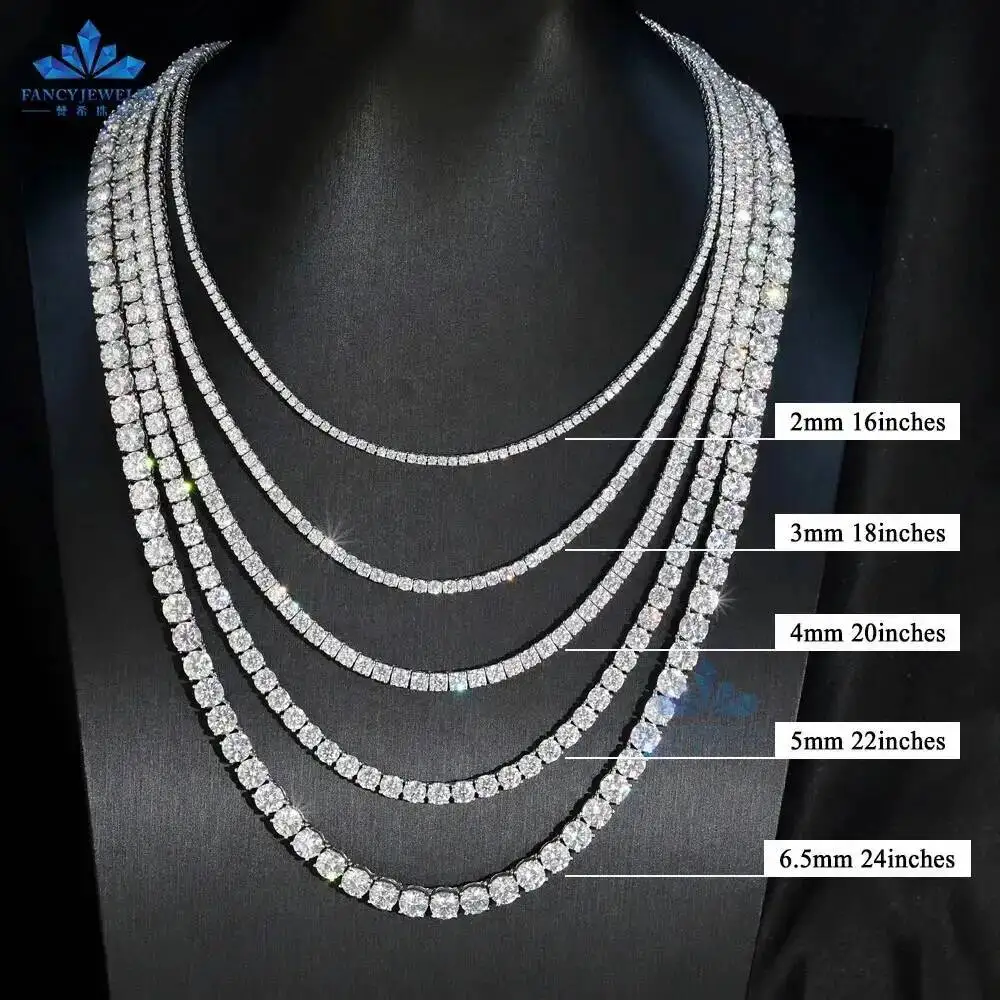 Wholesale Factory Price Iced Out 2mm 3mm Moissanite Necklace 925 Sterling Silver Lab Diamond VVS Moissanite Tennis Chain
Wholesale Factory Price Iced Out 2mm 3mm Moissanite Necklace 925 Sterling Silver Lab Diamond VVS Moissanite Tennis Chain