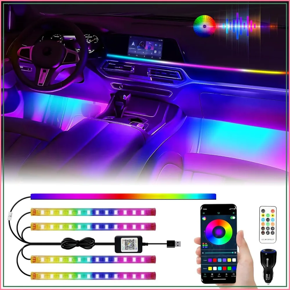 5 in 1 Car Interior LED Light Kit, Dreamcolor Acrylic Neon Strip Lights, Dash Footwell Multicolor with Music Sync & DIY Mode
5 in 1 Car Interior LED Light Kit, Dreamcolor Acrylic Neon Strip Lights, Dash Footwell Multicolor with Music Sync & DIY Mode