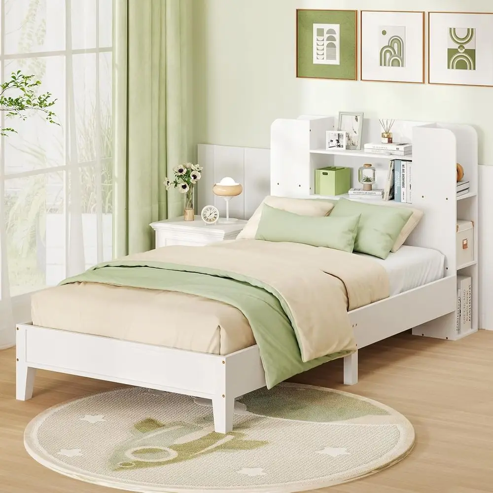 Деревянная двуспальная кровать с местом для хранения вещей, книжным шкафом и деревянными планками, подходит для детей, пружина коробки не требуется, белый унисекс
Деревянная двуспальная кровать с местом для хранения вещей, книжным шкафом и деревянными планками, подходит для детей, пружина коробки не требуется, белый унисекс