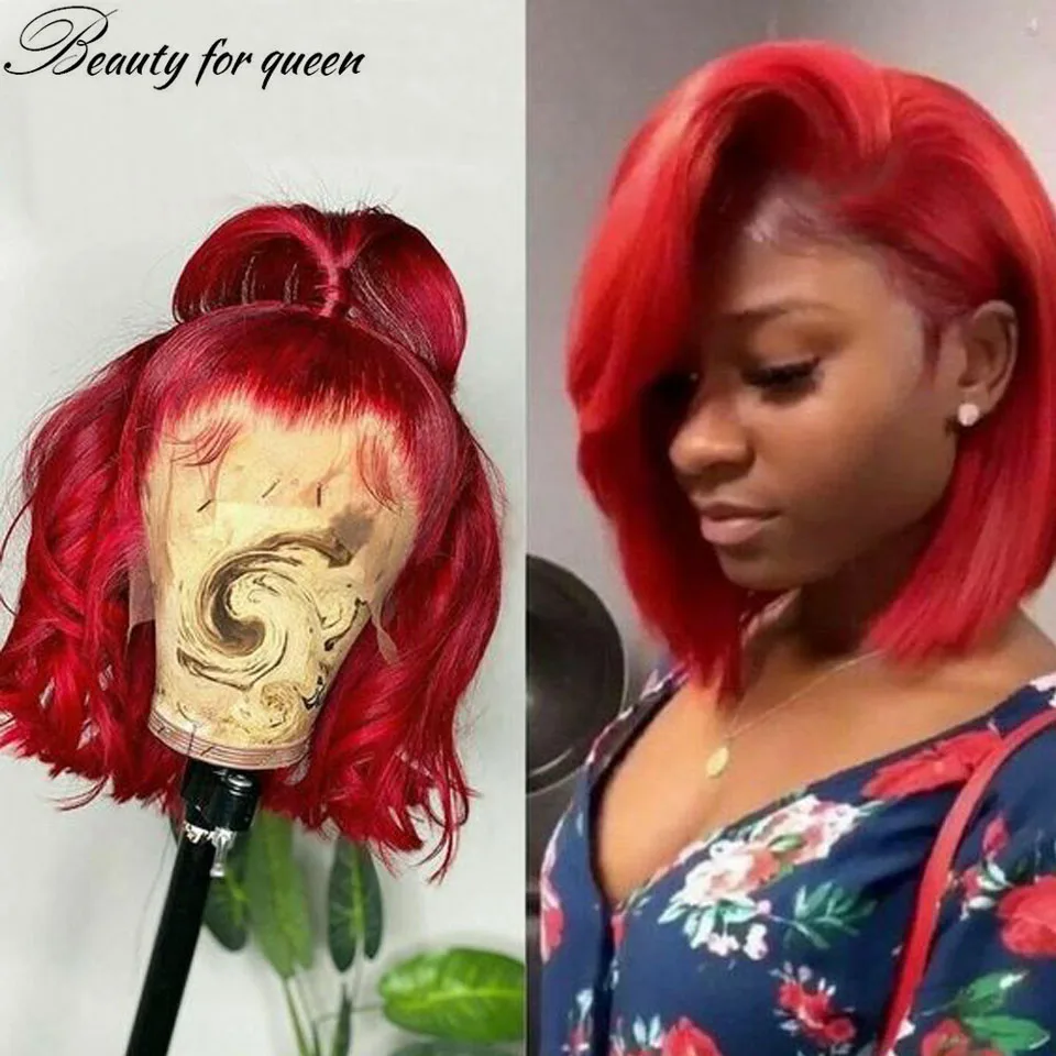 Red Colored Lace Front Wigs For Woman Short Bob Wig 100% Human Hair Straight Pre Plucked 180% Density Glueless Good Quality
Red Colored Lace Front Wigs For Woman Short Bob Wig 100% Human Hair Straight Pre Plucked 180% Density Glueless Good Quality