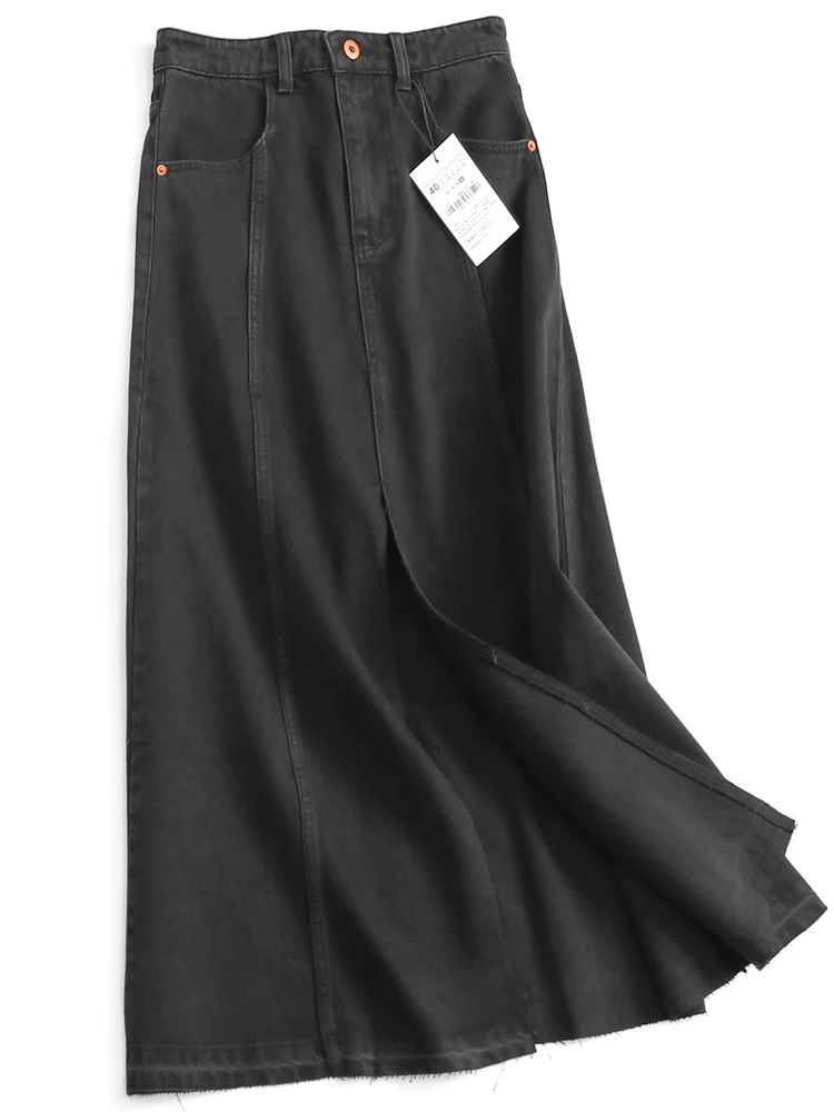 High Waist A-Line Denim Skirt Pure Color Pocket Design Korean Style Women's Long Split Skirt Spring Autumn New Arrival
High Waist A-Line Denim Skirt Pure Color Pocket Design Korean Style Women's Long Split Skirt Spring Autumn New Arrival