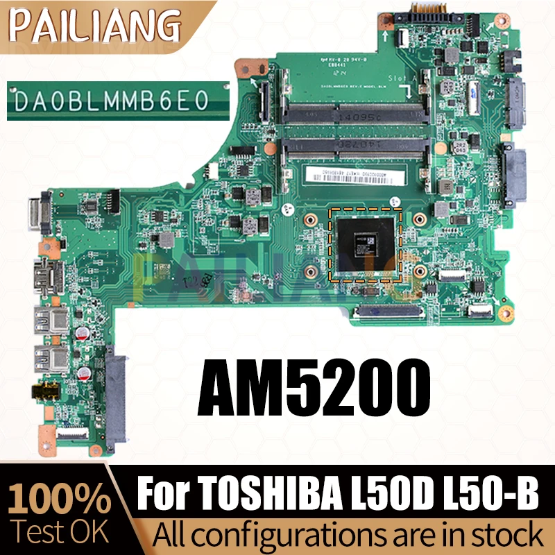 Материнская плата для ноутбука TOSHIBA L50D, системная плата DA0BLMMB6E0 A000300390 AM5200, полный тест
Материнская плата для ноутбука TOSHIBA L50D, системная плата DA0BLMMB6E0 A000300390 AM5200, полный тест
