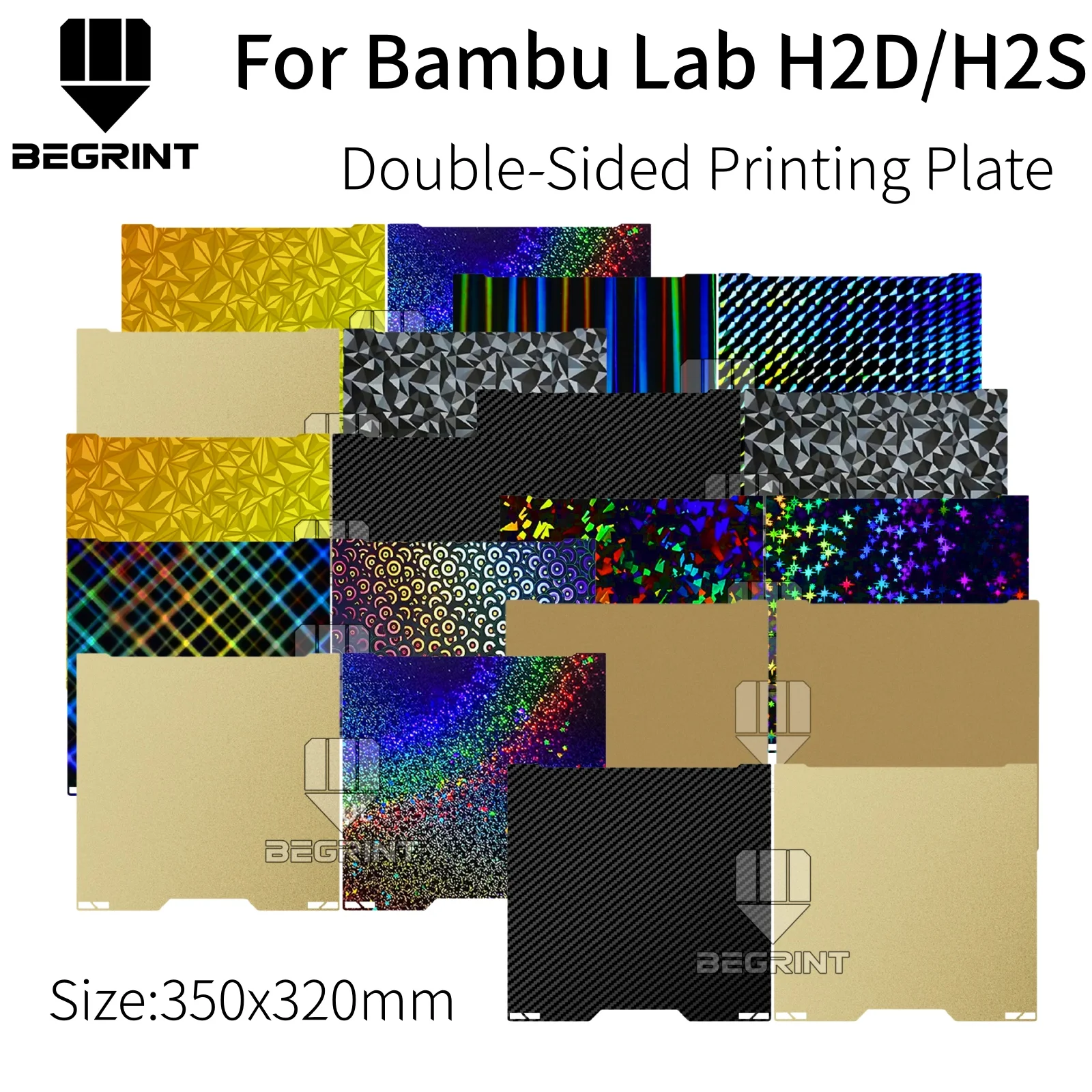 350x320mm Build PLate For Bambu Lab H2S H2D 3D Printer Parts Heat Bed Fiber Carbon Sheet PET PEI Textured Spring Steel Plate
350x320mm Build PLate For Bambu Lab H2S H2D 3D Printer Parts Heat Bed Fiber Carbon Sheet PET PEI Textured Spring Steel Plate