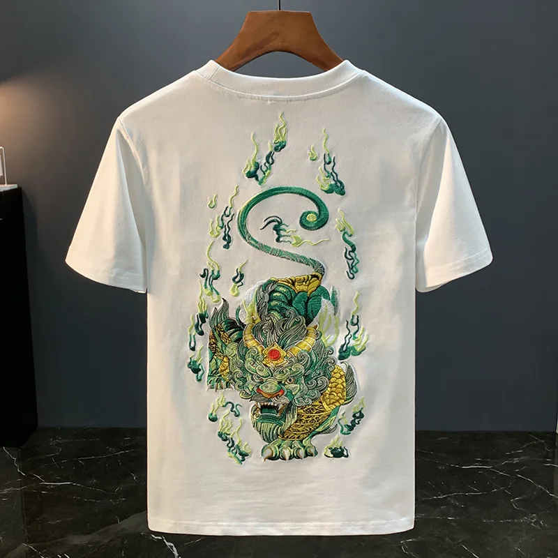 Handsome Embroidered Printed T-shirt for Men's Summer Slim fit Half Sleeve Fashion Chinese Style Casual Round Neck High end Top
Handsome Embroidered Printed T-shirt for Men's Summer Slim fit Half Sleeve Fashion Chinese Style Casual Round Neck High end Top