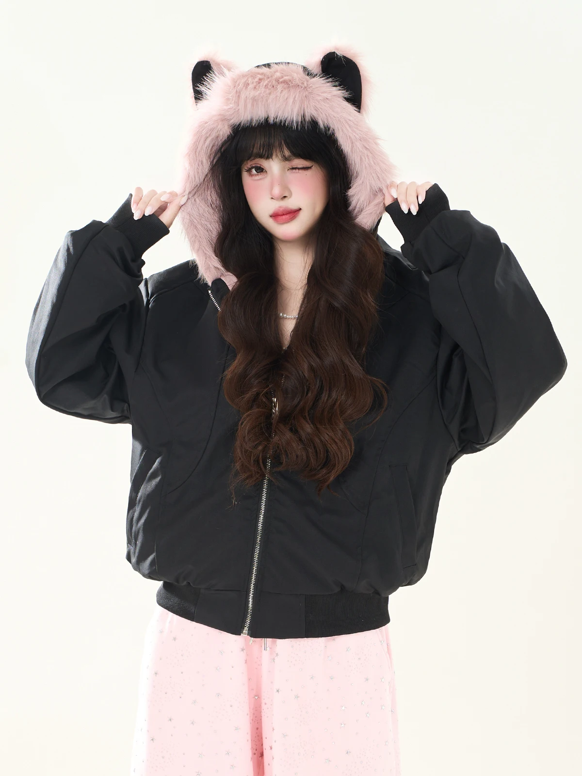 ENJOG Sweet Cool Ear Hooded Cotton Jaet Women's Small Size Loose Casual ort Coat Mountain Eagle Design Zipper Closure
ENJOG Sweet Cool Ear Hooded Cotton Jaet Women's Small Size Loose Casual ort Coat Mountain Eagle Design Zipper Closure