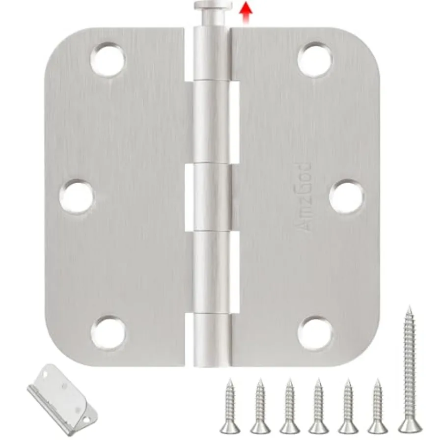 Door Hinges - 0.5 Inch Rounded with 5/8" Radius Satin Door Hinges for Interior and Exterior Doors - Heavy Duty 1/2" Silver Resi
Door Hinges - 0.5 Inch Rounded with 5/8" Radius Satin Door Hinges for Interior and Exterior Doors - Heavy Duty 1/2" Silver Resi