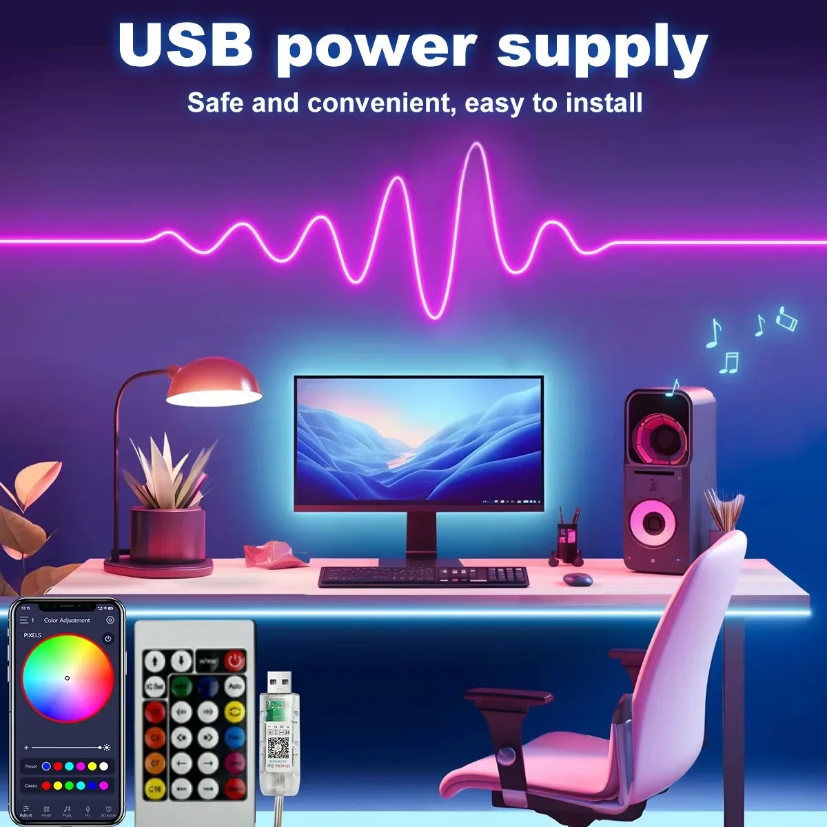 Неоновая лента RGB с пультом дистанционного управления, гибкая лента, Bluetooth-светильник, USB, водонепроницаемая, для украшения дома, 5 В, 2 м, 3 м, 5
Неоновая лента RGB с пультом дистанционного управления, гибкая лента, Bluetooth-светильник, USB, водонепроницаемая, для украшения дома, 5 В, 2 м, 3 м, 5