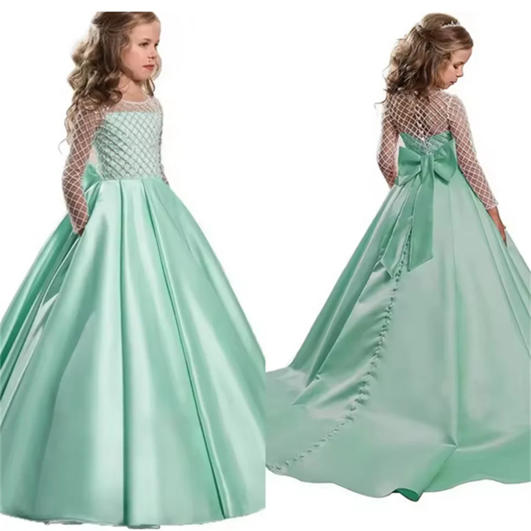 Ball With Bow Satin Floor Length Girl Kids Birthday Party First Holy Communion Gowns Elegant Flower Girl Dresses
Ball With Bow Satin Floor Length Girl Kids Birthday Party First Holy Communion Gowns Elegant Flower Girl Dresses