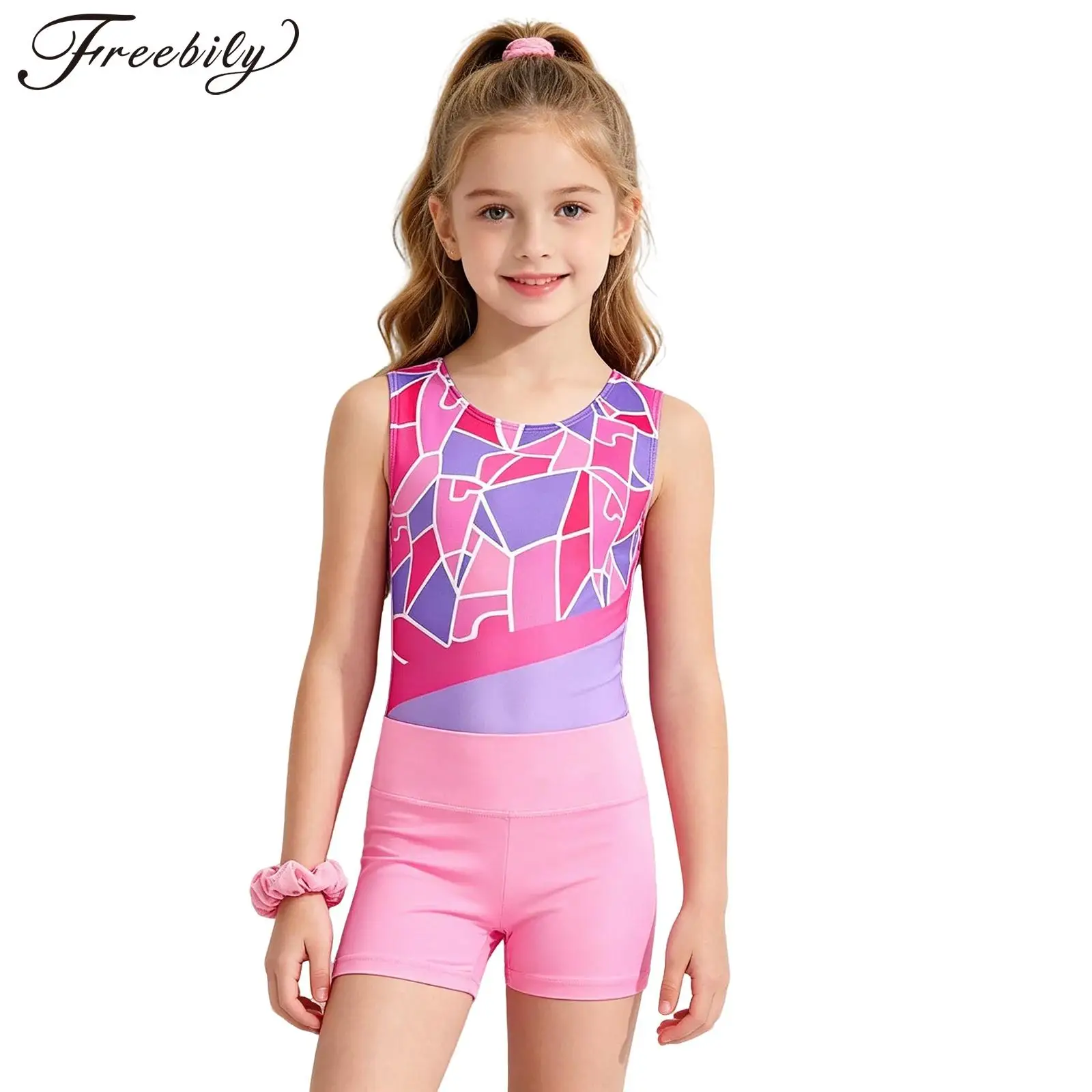 Teen Girls Gymnastics Leotards Ballet Dance Outfit Sleeveless Printed Bodysuit with Shorts Headband Workout Practice Clothing
Teen Girls Gymnastics Leotards Ballet Dance Outfit Sleeveless Printed Bodysuit with Shorts Headband Workout Practice Clothing