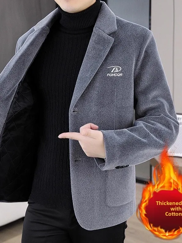Thiened Woolen Men's Suit Jaet Autumn Winter Casual Sle Faion Ci Youth Polyester Fiber Long Sve Color Coat
Thiened Woolen Men's Suit Jaet Autumn Winter Casual Sle Faion Ci Youth Polyester Fiber Long Sve Color Coat
