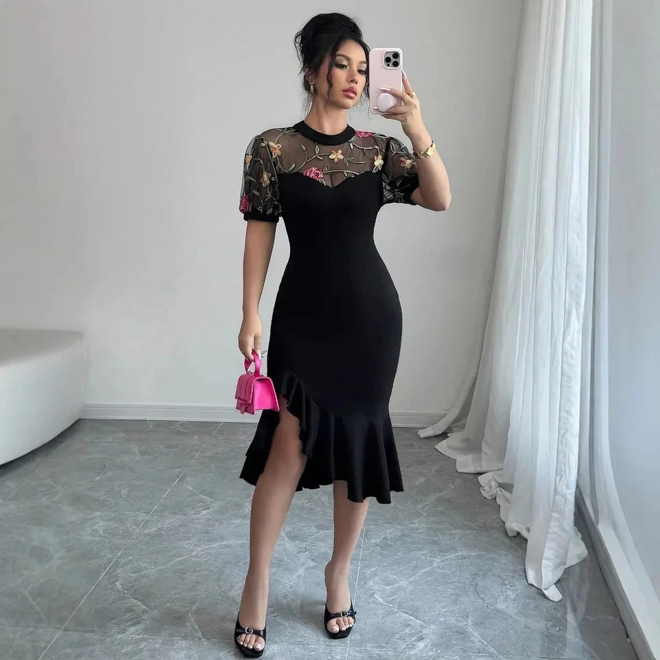 2026 Lace Splicing Short-sleeved Elegant Hem Waisted Asymmetrical Mid-length Dress Women's Waisted Holiday Beach All-match Dress
2026 Lace Splicing Short-sleeved Elegant Hem Waisted Asymmetrical Mid-length Dress Women's Waisted Holiday Beach All-match Dress