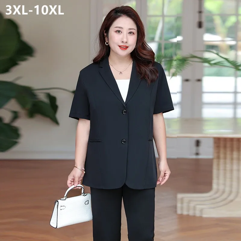 Summer Business Suit Women Short Sleeve Fashion Formal Black Office Lady Thin Plus Size 6XL 7XL 8XL 9XL 10XL Blazer Clothes
Summer Business Suit Women Short Sleeve Fashion Formal Black Office Lady Thin Plus Size 6XL 7XL 8XL 9XL 10XL Blazer Clothes