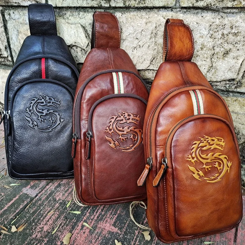 Cowhide Chest Bag Men's Leather Shoulder Bag Messenger Bag Men's Backpack Fashion Small Casual Backpack Bag Trendy Korean Style
Cowhide Chest Bag Men's Leather Shoulder Bag Messenger Bag Men's Backpack Fashion Small Casual Backpack Bag Trendy Korean Style