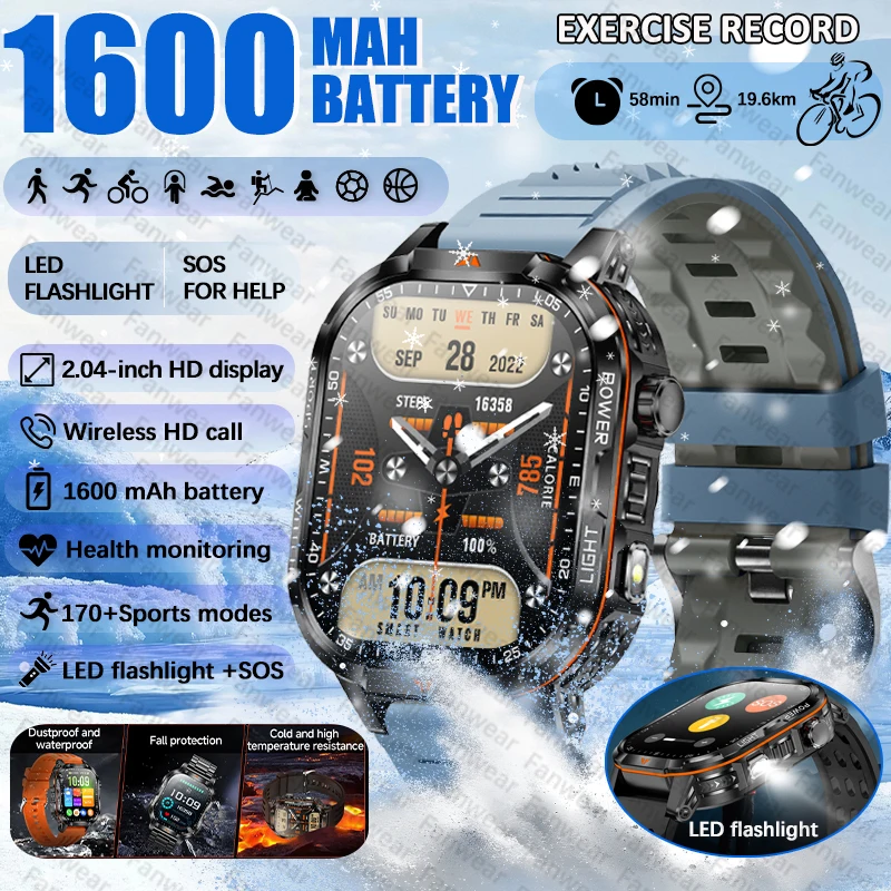 2026 New outdoor military smart watch men's 1600 mAh battery standby 200 days LED flashlight 170+ sports Bluetooth health watch
2026 New outdoor military smart watch men's 1600 mAh battery standby 200 days LED flashlight 170+ sports Bluetooth health watch