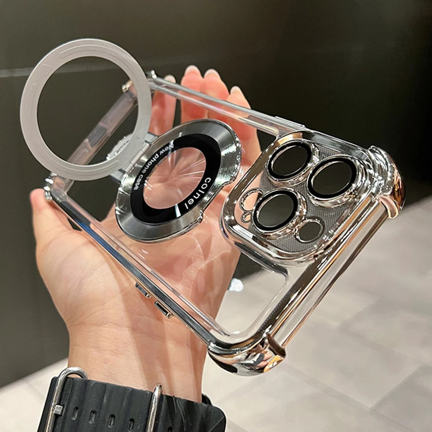 Luxury Plating Shockproof Magnetic Bracket For Magsafe Clear Case For iPhone15 16 14 13 12 11 17 Pro Max Plus Air X
Luxury Plating Shockproof Magnetic Bracket For Magsafe Clear Case For iPhone15 16 14 13 12 11 17 Pro Max Plus Air X