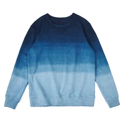 Vintage Gradient Sweatshirt Men Spring Autumn New Combed Cotton Indigo Sweatshirt Hoodie Without Hooded Japanese Pullover Tops Vintage Gradient Sweatshirt Men Spring Autumn New Combed Cotton Indigo Sweatshirt Hoodie Without Hooded Japanese Pullover Tops