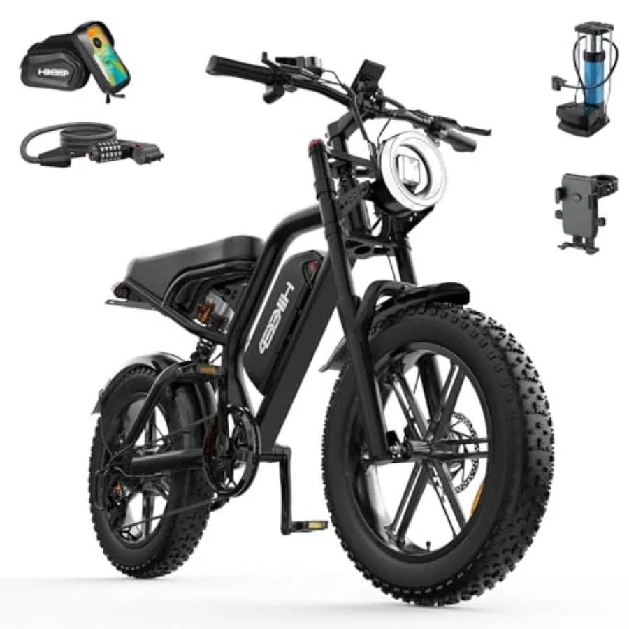Electric bike for adults: fat tire ebike with 750W/1500W motor, 48V15.6Ah detachable battery, 4 riding modes, black aluminum fr
Electric bike for adults: fat tire ebike with 750W/1500W motor, 48V15.6Ah detachable battery, 4 riding modes, black aluminum fr