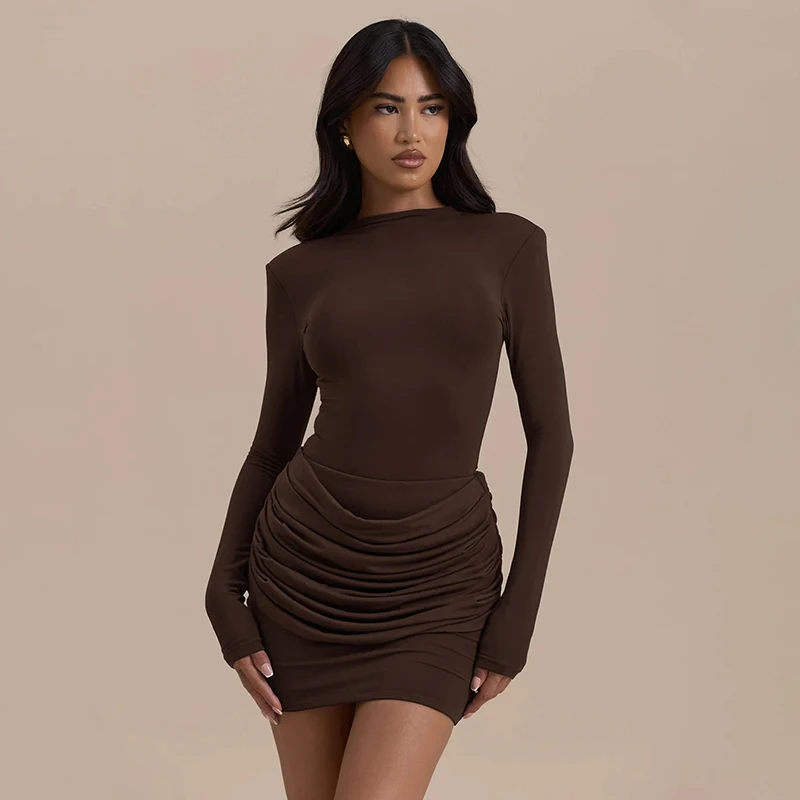 Woman clothing trend 2025 european Autumn New Pleated short dresses Elegant Simple Tight solid long sleeve bodycon mini dress
Woman clothing trend 2025 european Autumn New Pleated short dresses Elegant Simple Tight solid long sleeve bodycon mini dress