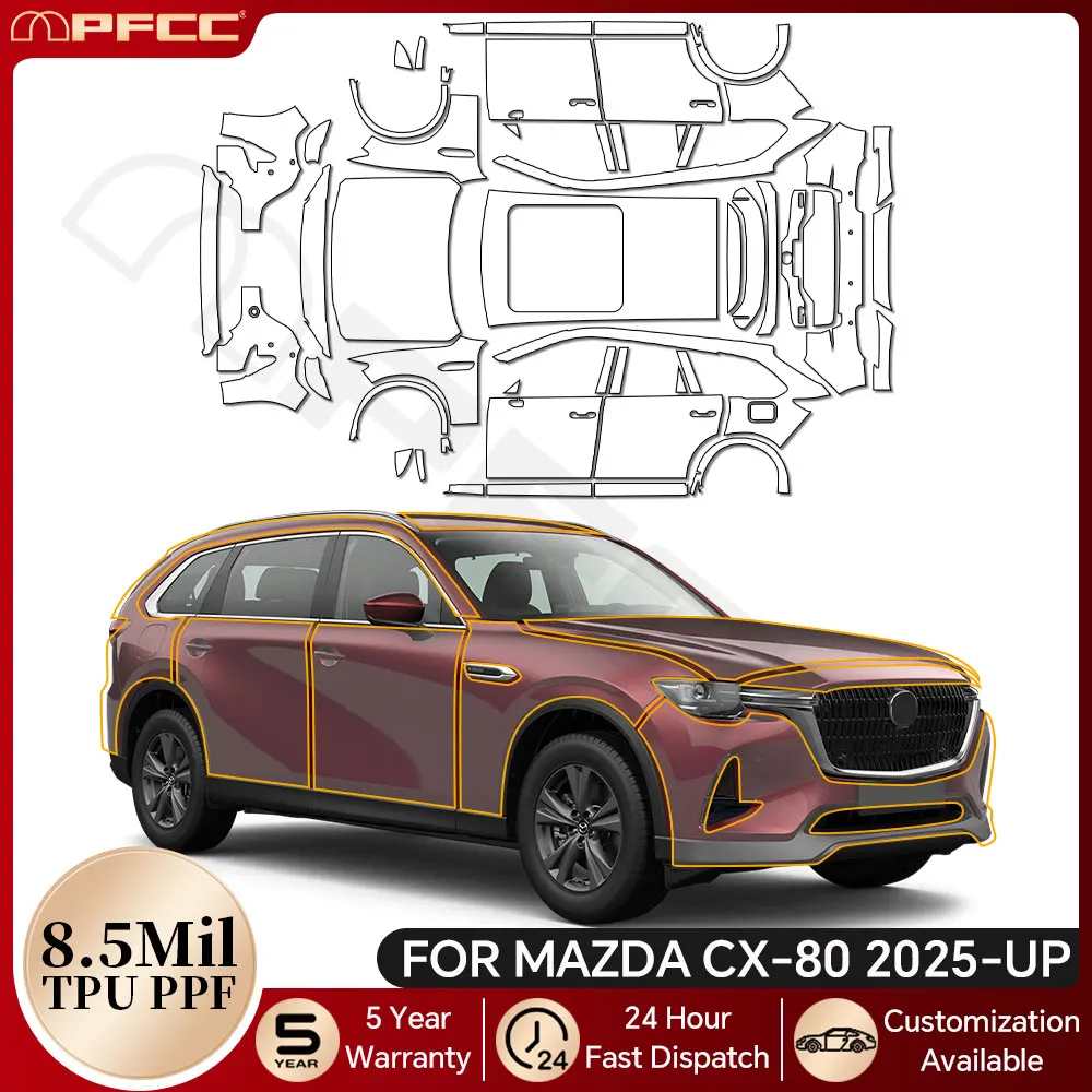 For Mazda CX80 CX-80 2025-UP 8.5Mil TPU Paint Protection Film Car Body Pre-cut PPF Kit Clear Bra Resistant Anti-scratch Cover 
For Mazda CX80 CX-80 2025-UP 8.5Mil TPU Paint Protection Film Car Body Pre-cut PPF Kit Clear Bra Resistant Anti-scratch Cover