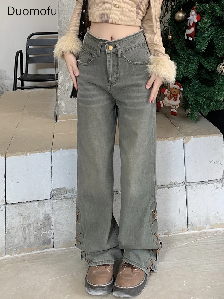 Duomofu Vintage Green Chicly Lace-up Classic Flare Women Jeans New Basic High Waist Slim Fashion Simple Full Length Female Jeans
Duomofu Vintage Green Chicly Lace-up Classic Flare Women Jeans New Basic High Waist Slim Fashion Simple Full Length Female Jeans