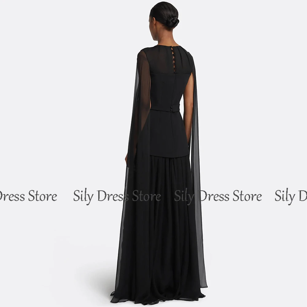 Classic Special Occasion Dresses 2025 Chiffon Sheath/Column Evening Dress Black O-Neck Ruched Button Batwing Sleeve Prom Dresses
Classic Special Occasion Dresses 2025 Chiffon Sheath/Column Evening Dress Black O-Neck Ruched Button Batwing Sleeve Prom Dresses