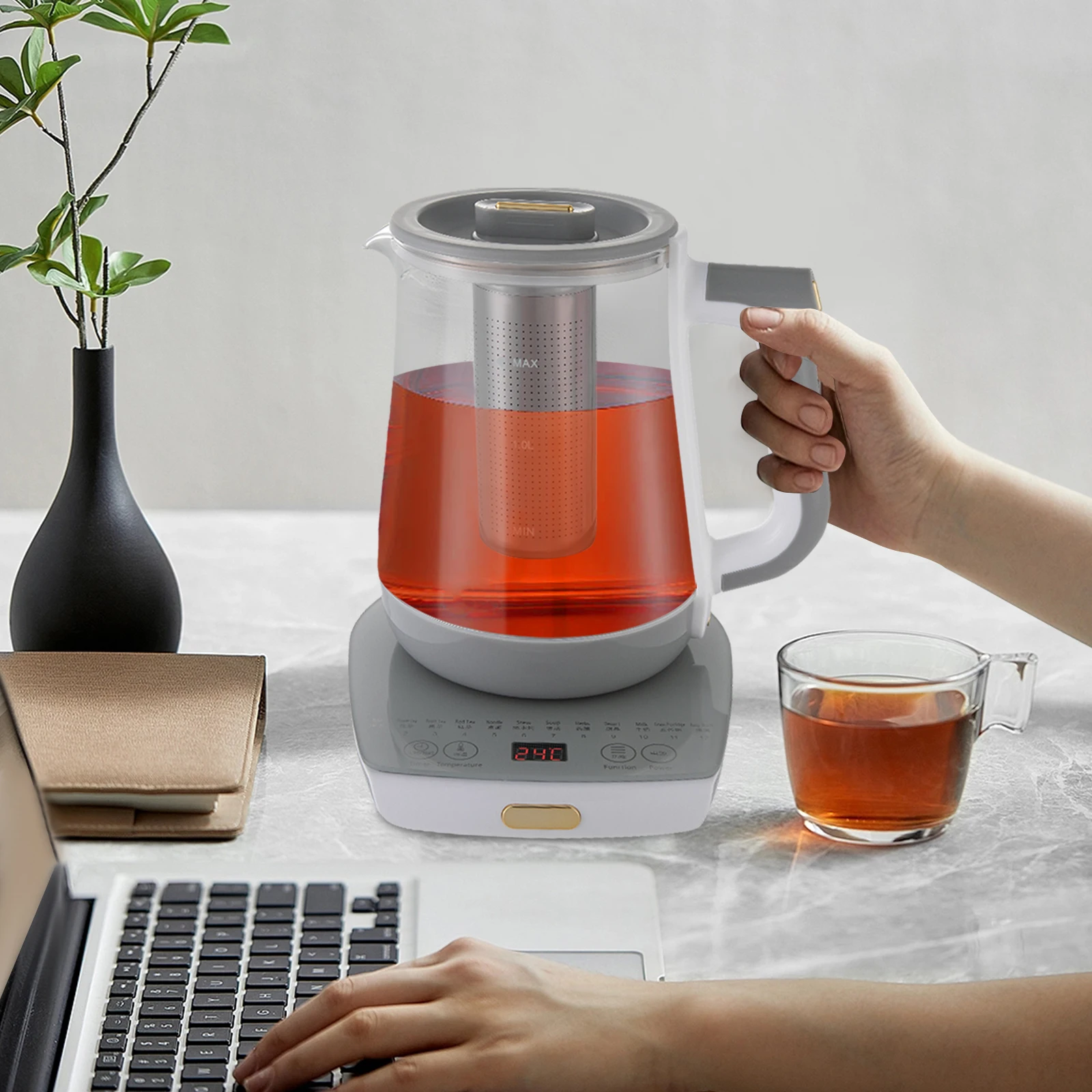 800W 1.8L/0.48gal Large Capacity Electric Tea Kettle, Glass Tea Maker, Tea Water Boiler Digital Display, for 3-4 People
800W 1.8L/0.48gal Large Capacity Electric Tea Kettle, Glass Tea Maker, Tea Water Boiler Digital Display, for 3-4 People