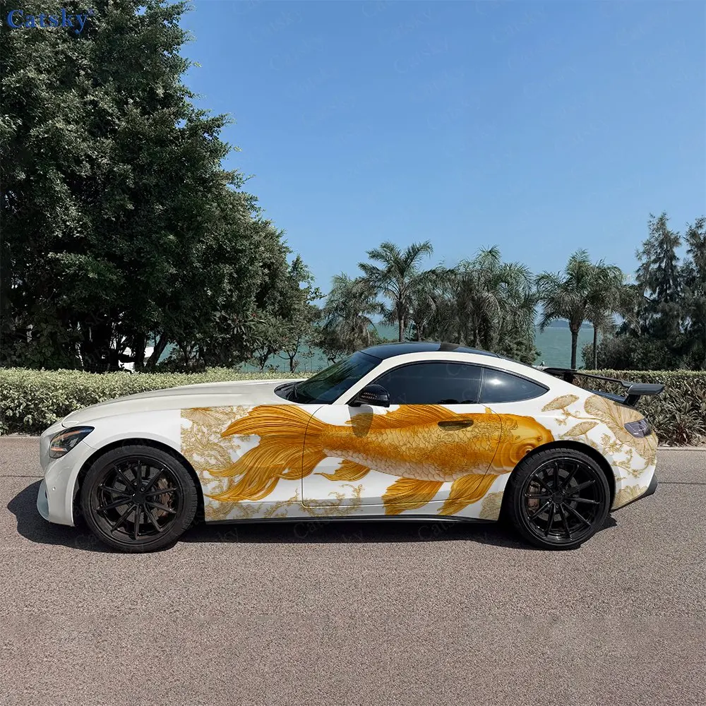 2pcs Wave Golden Koi Painting, Durable, Fade-resistant, Enhance Vehicle Aesthetics With Bold Artistic Design Car Vinyl Wraps
2pcs Wave Golden Koi Painting, Durable, Fade-resistant, Enhance Vehicle Aesthetics With Bold Artistic Design Car Vinyl Wraps