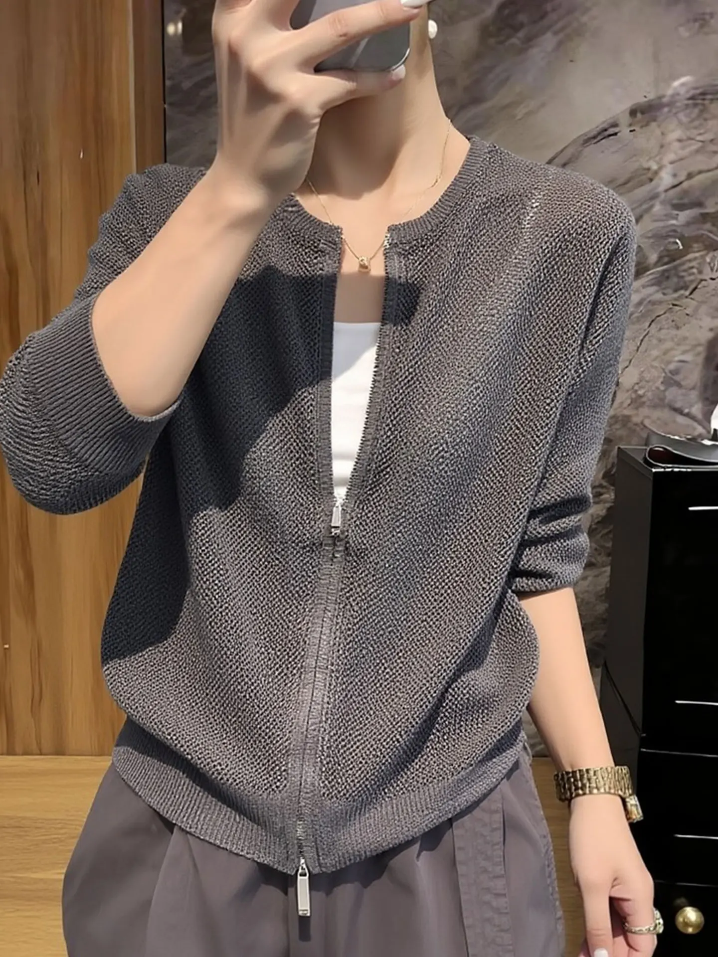 Женский вязаный свитер Ele Long Sve с двойной молнией, модный, для весеннего сезона, повседневный, стандартный крой, удобный
Женский вязаный свитер Ele Long Sve с двойной молнией, модный, для весеннего сезона, повседневный, стандартный крой, удобный