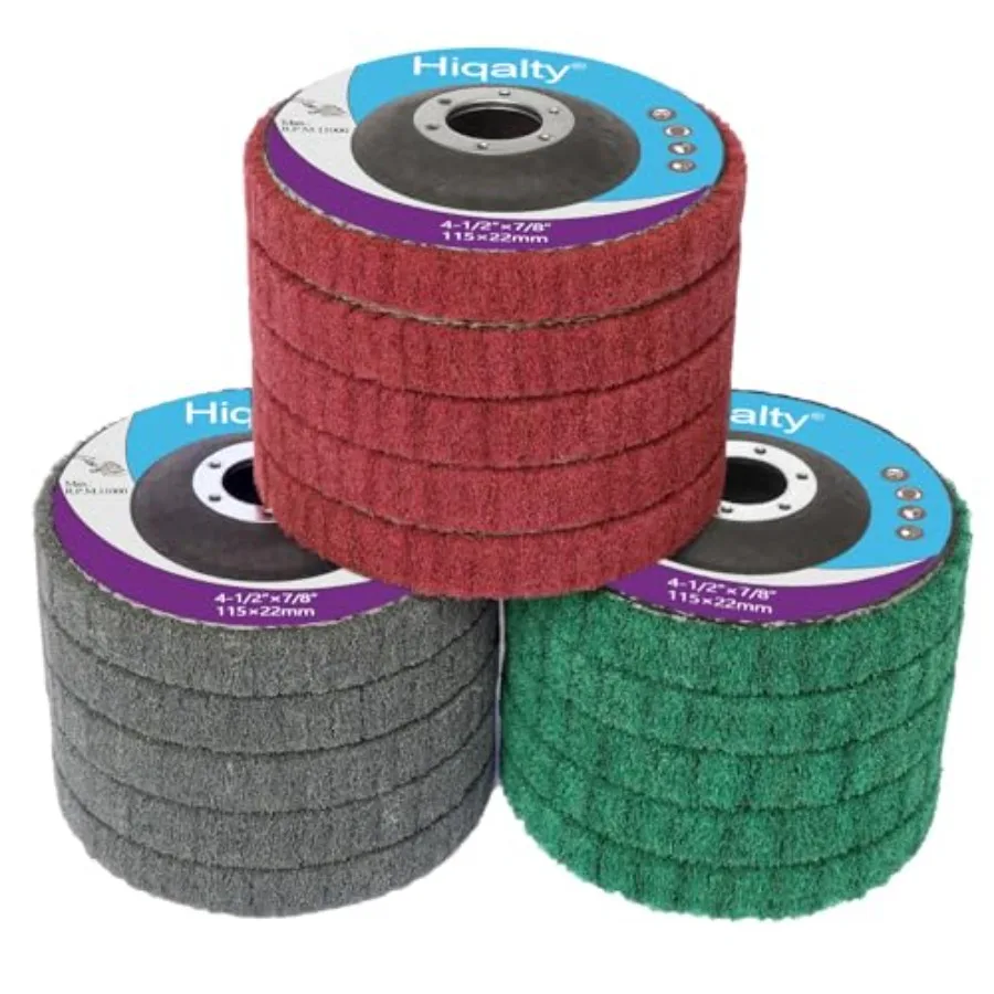 15Pcs 4.5" x 7/8" Nylon Fiber Flap Disc Polishing Grinding Wheel, Scouring pad Buffing Wheel for Angle Grinder
15Pcs 4.5" x 7/8" Nylon Fiber Flap Disc Polishing Grinding Wheel, Scouring pad Buffing Wheel for Angle Grinder