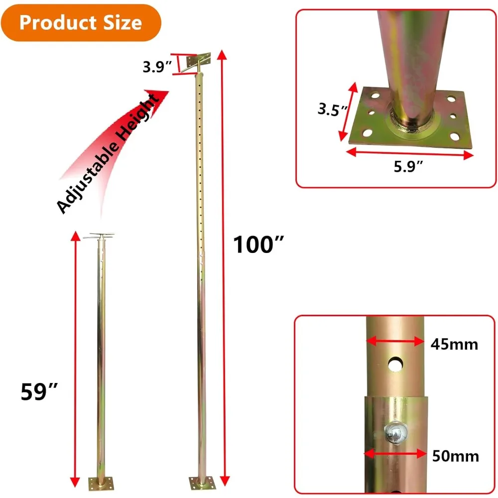 2 Pack 59"100" Adjustable House Floor Wall Jack Post Pole Rod for Leveling Framing Basement Crawlspace Beam Roof Stair Ceiling
2 Pack 59"100" Adjustable House Floor Wall Jack Post Pole Rod for Leveling Framing Basement Crawlspace Beam Roof Stair Ceiling
