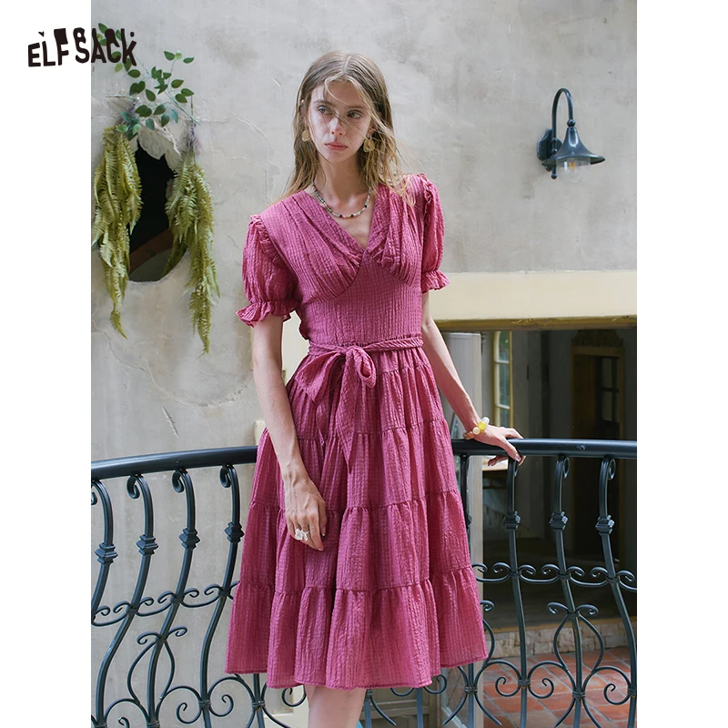 ELFSACK V Neck Puff Sleeve Midi Dress, Textured Ruffle Tiered Split Dress, Romantic Party Daily Outfit for Women
ELFSACK V Neck Puff Sleeve Midi Dress, Textured Ruffle Tiered Split Dress, Romantic Party Daily Outfit for Women