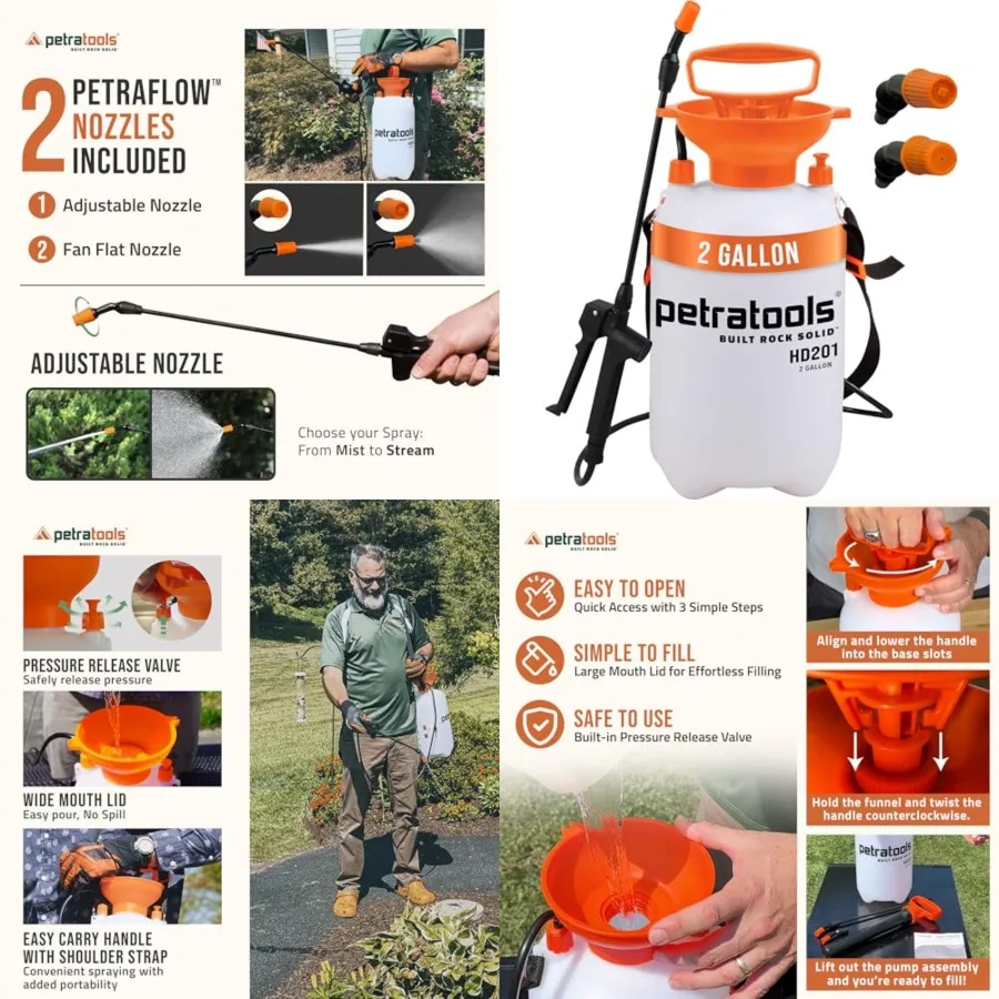 tools Pump Sprayer - HD0 Garden Sprayer for Weeds, Lawn Care Pesticides - 52 Long Hose, 2 Nozzles Easy Carry Handle - Durable L
tools Pump Sprayer - HD0 Garden Sprayer for Weeds, Lawn Care Pesticides - 52 Long Hose, 2 Nozzles Easy Carry Handle - Durable L