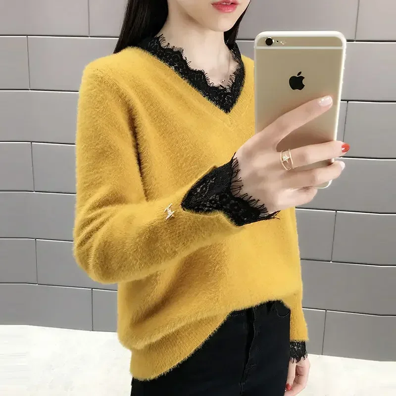 Women's Sweater Pullovers Pink V-neck Knit Tops for Woman Mesh Free Shipping Offers New Knitwear Economics Designer in Promotion
Women's Sweater Pullovers Pink V-neck Knit Tops for Woman Mesh Free Shipping Offers New Knitwear Economics Designer in Promotion