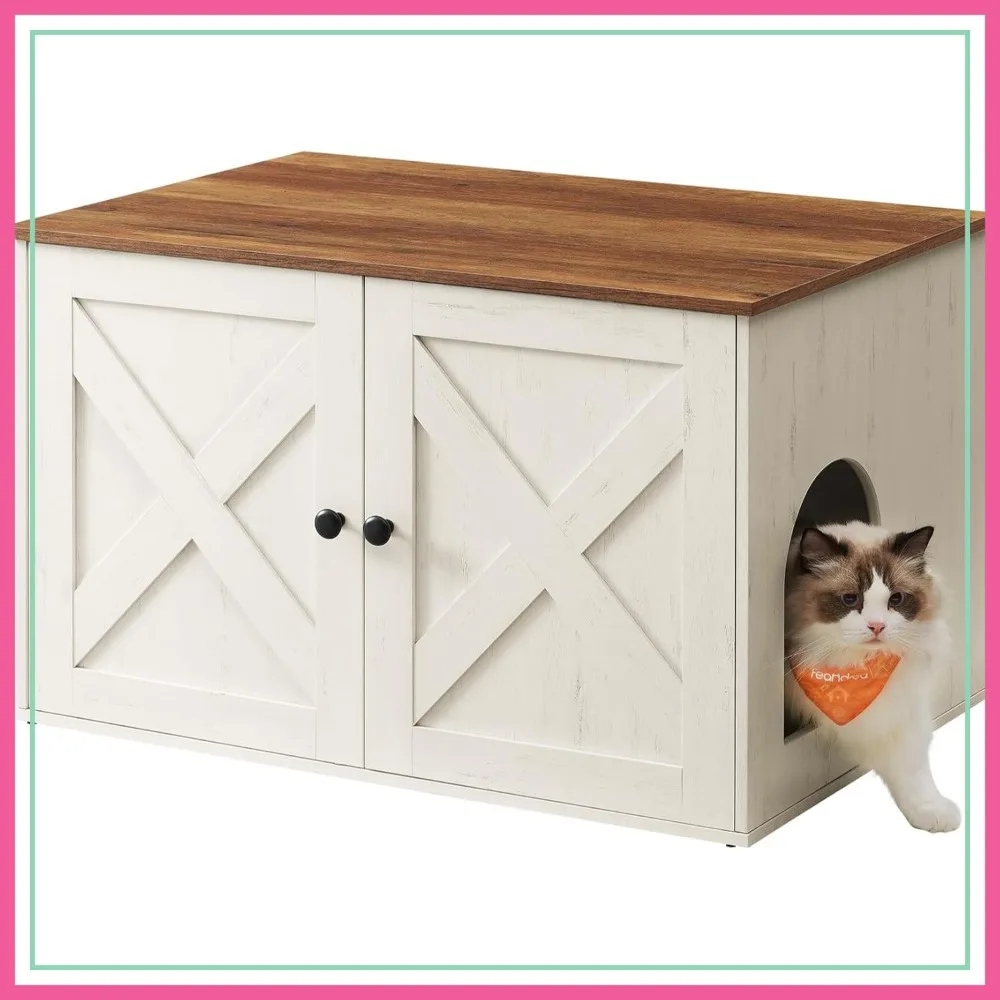 Hidden Cat Litter Box Enclosure, End Table with Removable Divider, 31.5 x 20.9 x 19.7 Inches, Honey Brown & Rustic White
Hidden Cat Litter Box Enclosure, End Table with Removable Divider, 31.5 x 20.9 x 19.7 Inches, Honey Brown & Rustic White