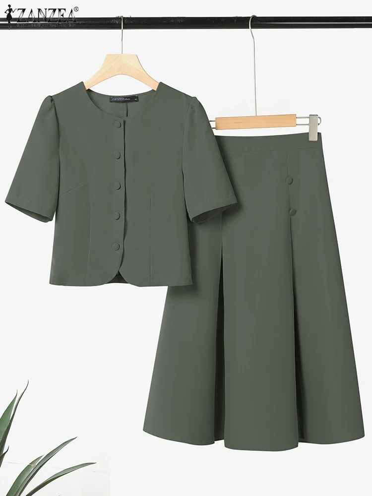 Повседневные одинаковые комплекты, женские рубашки с короткими рукавами и плиссированными юбками, модные наряды, комплекты платьев в корейском японском стиле ZANZEA
Повседневные одинаковые комплекты, женские рубашки с короткими рукавами и плиссированными юбками, модные наряды, комплекты платьев в корейском японском стиле ZANZEA