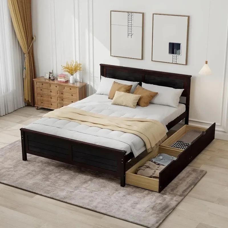 l # 2 Storage Drawers, Solid Wood Platform Bed with Headboard
l # 2 Storage Drawers, Solid Wood Platform Bed with Headboard