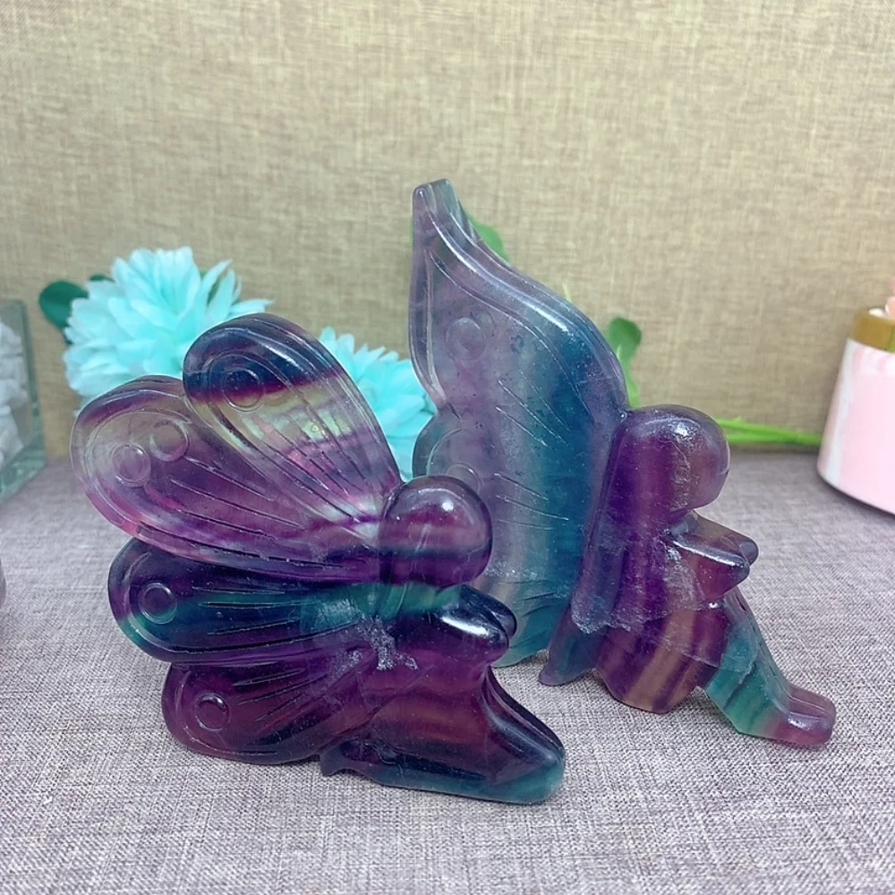 Quartz Stone Natural Flourite Butterfly Fairy Statue Healing Crystal Hand Carved Animal Figurine Home Decoration Energy Gift
Quartz Stone Natural Flourite Butterfly Fairy Statue Healing Crystal Hand Carved Animal Figurine Home Decoration Energy Gift