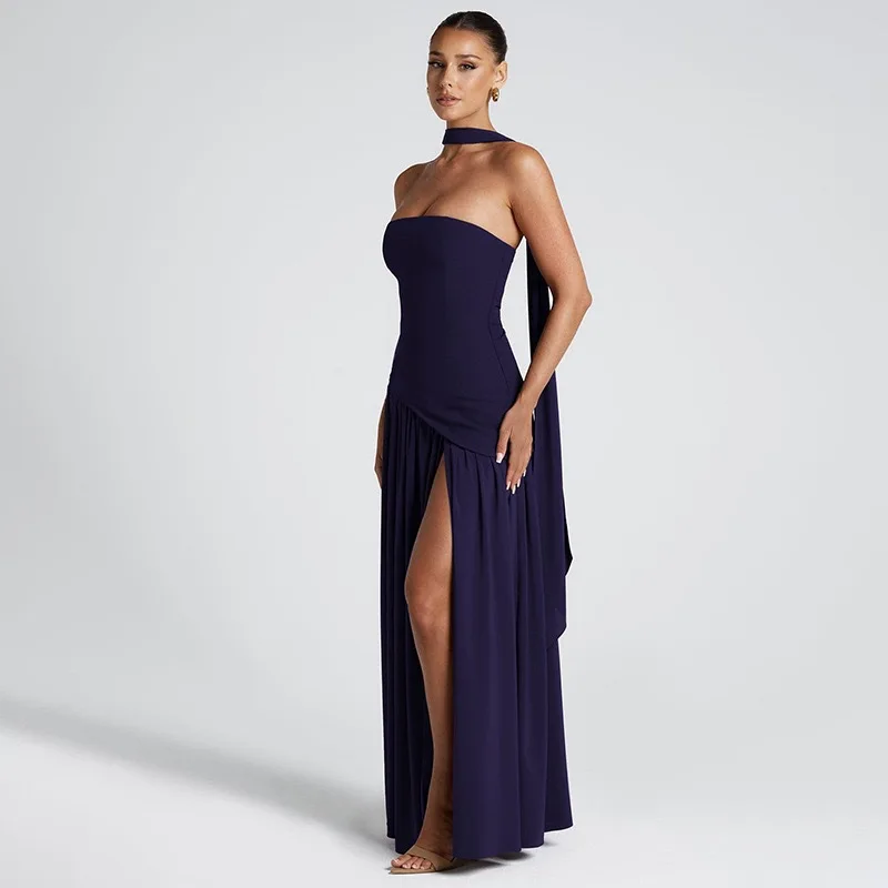 2025New European and American Oblique Splicing Formal Dress Women's Dress Pleated Tube Top
2025New European and American Oblique Splicing Formal Dress Women's Dress Pleated Tube Top
