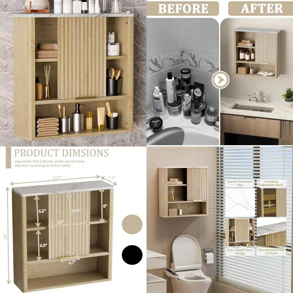 Contemporary Oak Wood Bathroom Wall Cabinet with Adjustable Shelves, Ideal for Toilet Area Storage in Kitchen, Living, and Laund
Contemporary Oak Wood Bathroom Wall Cabinet with Adjustable Shelves, Ideal for Toilet Area Storage in Kitchen, Living, and Laund