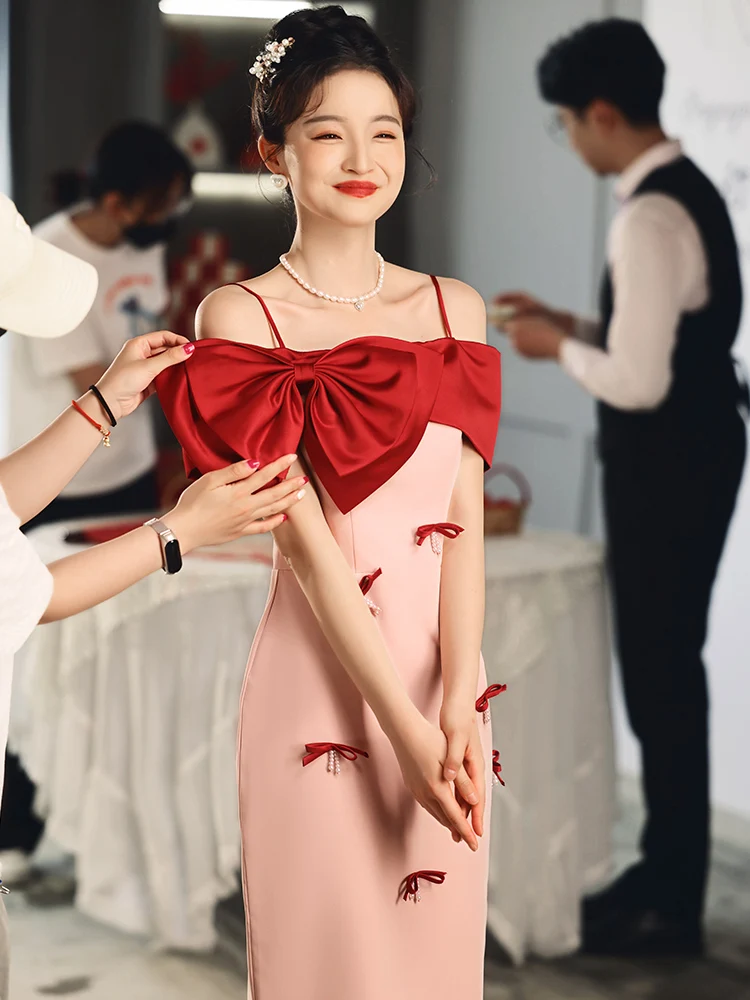 Pink Strapl Evening Gown Wedding Dr for Bride Return Home Casual Wear ort Sve mid Waist Fit Bodycon Dr
Pink Strapl Evening Gown Wedding Dr for Bride Return Home Casual Wear ort Sve mid Waist Fit Bodycon Dr