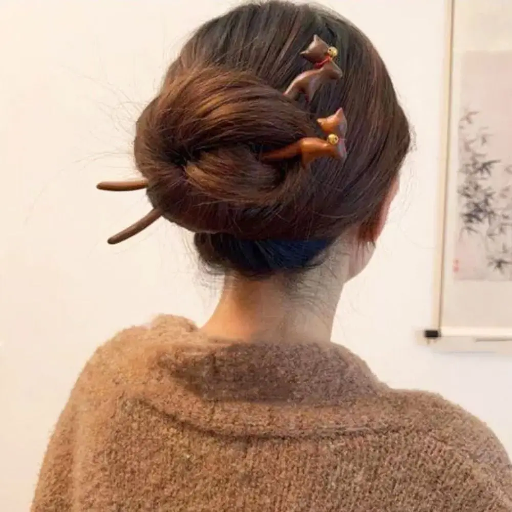 Wooden Cat Hair Stick Bell Headwear Chinese Hanfu Style Hair Clip Korean Style Ponytail Clip Cartoon Aniaml Hairpin Hanfu
Wooden Cat Hair Stick Bell Headwear Chinese Hanfu Style Hair Clip Korean Style Ponytail Clip Cartoon Aniaml Hairpin Hanfu