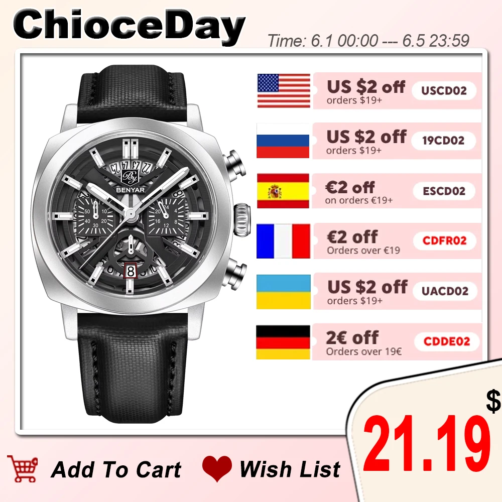 BENYAR 2024 New Mens Watches Top Brand Luxury Quartz Watch For Men Multi-Function Chronograph Sport Waterproof Relogio Masculino
BENYAR 2024 New Mens Watches Top Brand Luxury Quartz Watch For Men Multi-Function Chronograph Sport Waterproof Relogio Masculino