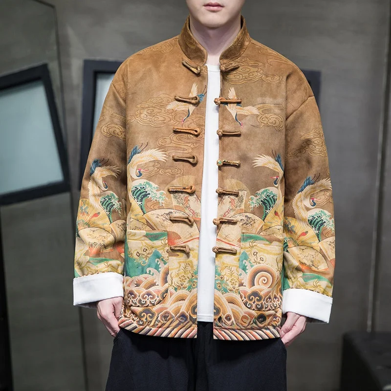 Men's Long Sve Jaet Coat Deer Skin Velvet Tang Costume Retro Embroidery Thiened Autumn Winter Outerwear Faionable Yo...
Men's Long Sve Jaet Coat Deer Skin Velvet Tang Costume Retro Embroidery Thiened Autumn Winter Outerwear Faionable Yo...