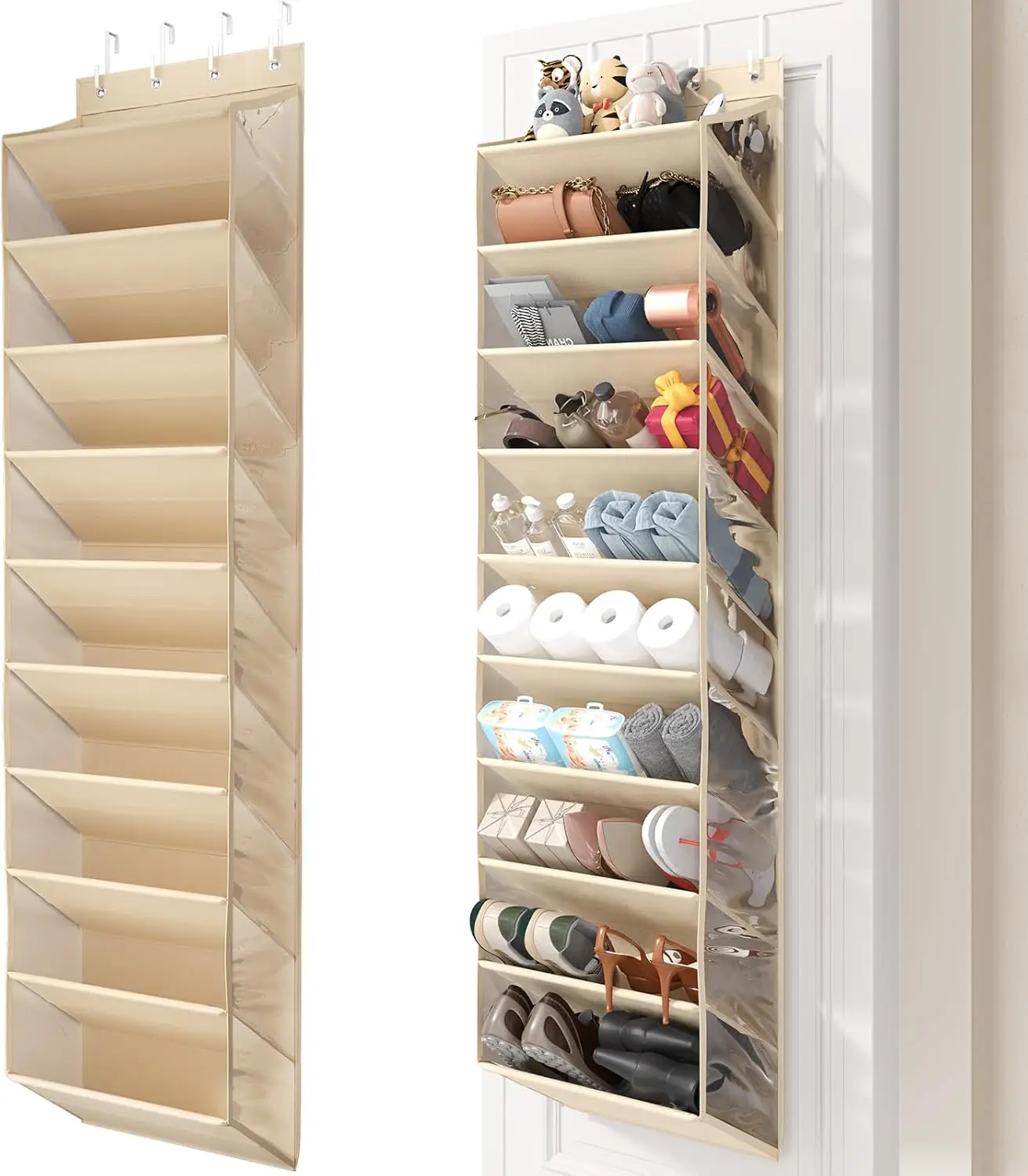 20-25 Pairs Over the Door Shoe Organizer, Clear Pockets Shoe Rack for Closet Door, 10-Tier Hanging
20-25 Pairs Over the Door Shoe Organizer, Clear Pockets Shoe Rack for Closet Door, 10-Tier Hanging
