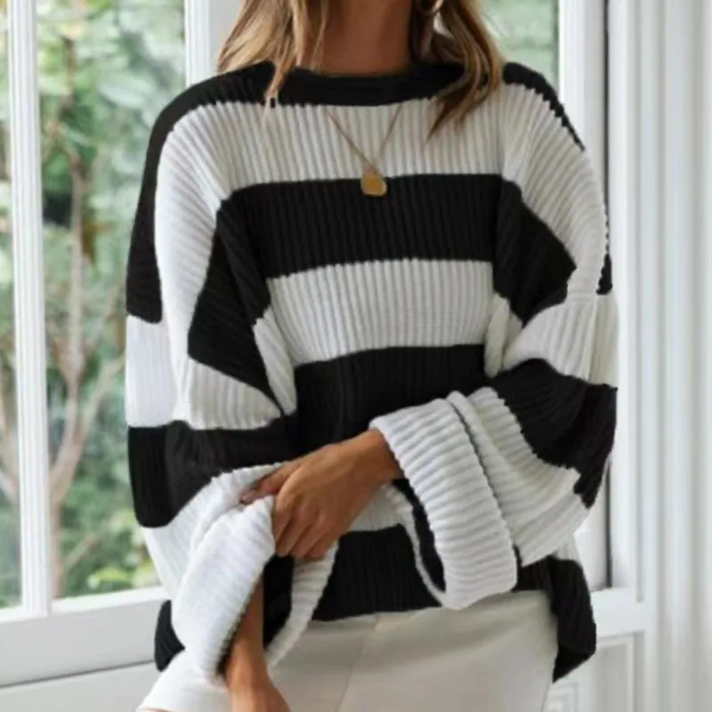 Autumn and Winter Striped Sweater Pullovers 2025 Round Neck Long Sleeved Knitted Sweater Loose Casual Sweater Jumpers for Women
Autumn and Winter Striped Sweater Pullovers 2025 Round Neck Long Sleeved Knitted Sweater Loose Casual Sweater Jumpers for Women
