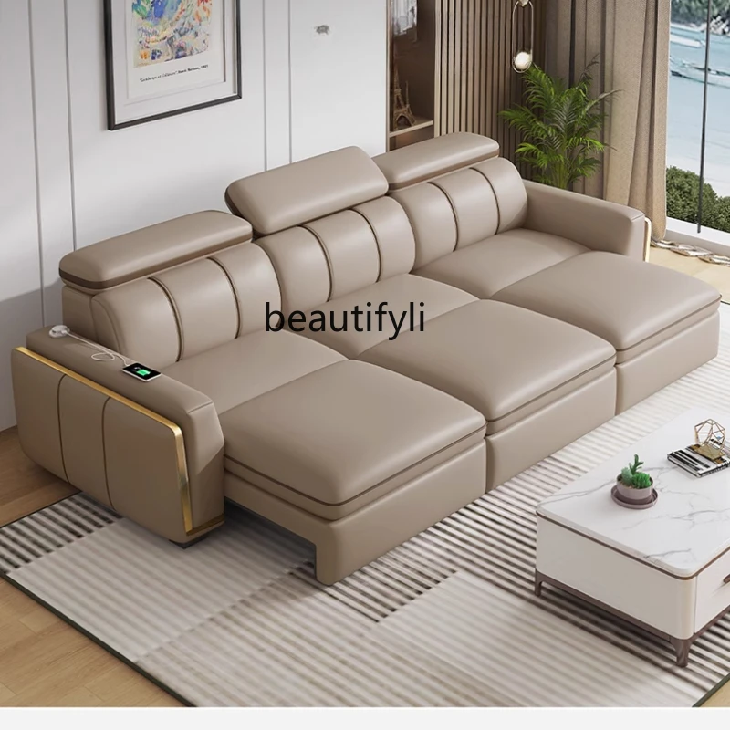 Leather sofa bed living room, multi-functional folding dual-purpose straight row intelligent electric sofa
Leather sofa bed living room, multi-functional folding dual-purpose straight row intelligent electric sofa